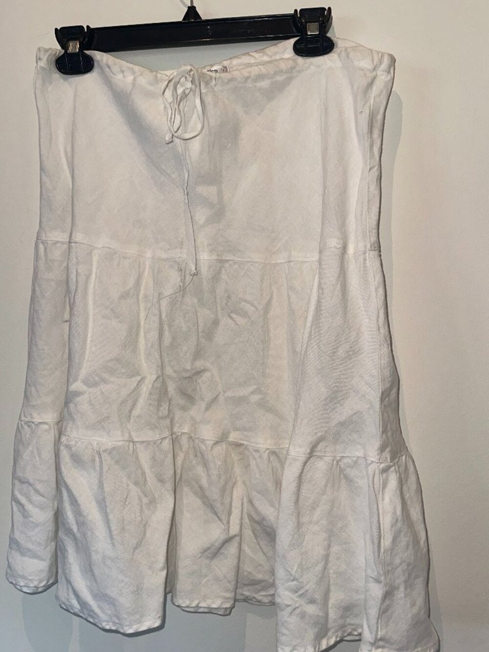 Allen B. Women's White Tiered Linen Blend Drawstring Skirt